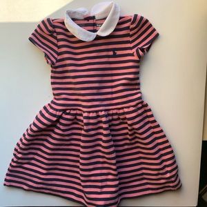 Cute Ralph Lauren Pink Navy Stripe Girl Dress 18M